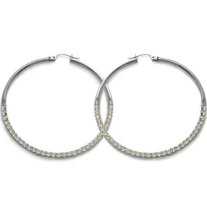 Sterling Silver Rainbow Crystal Hoop Earrings 53mm