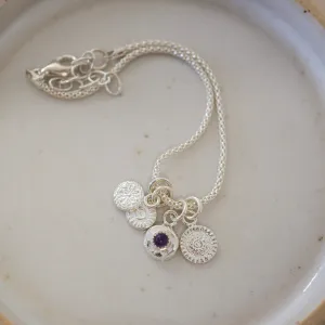 Sterling Silver Talisman Birthstone Cluster Bracelet