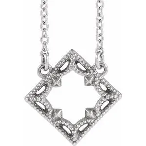 Sterling Silver Vintage-Inspired Geometric 18" Necklace