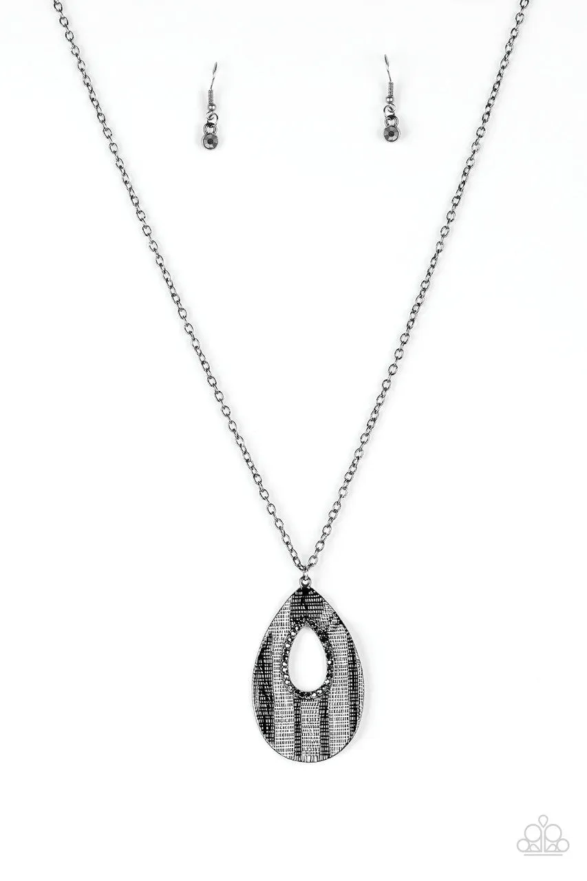 Stop, TEARDROP, and Roll Black Paparazzi Necklace