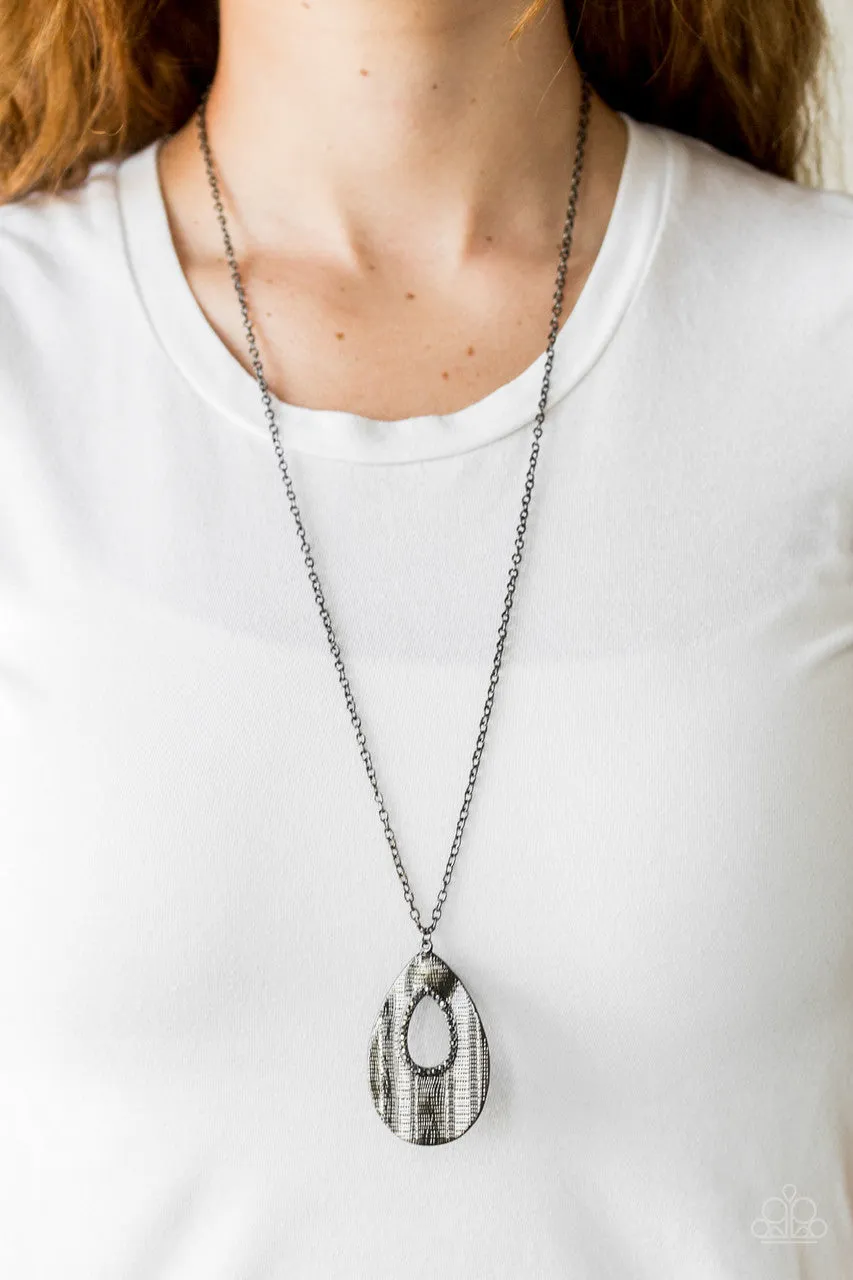 Stop, TEARDROP, and Roll Black Paparazzi Necklace