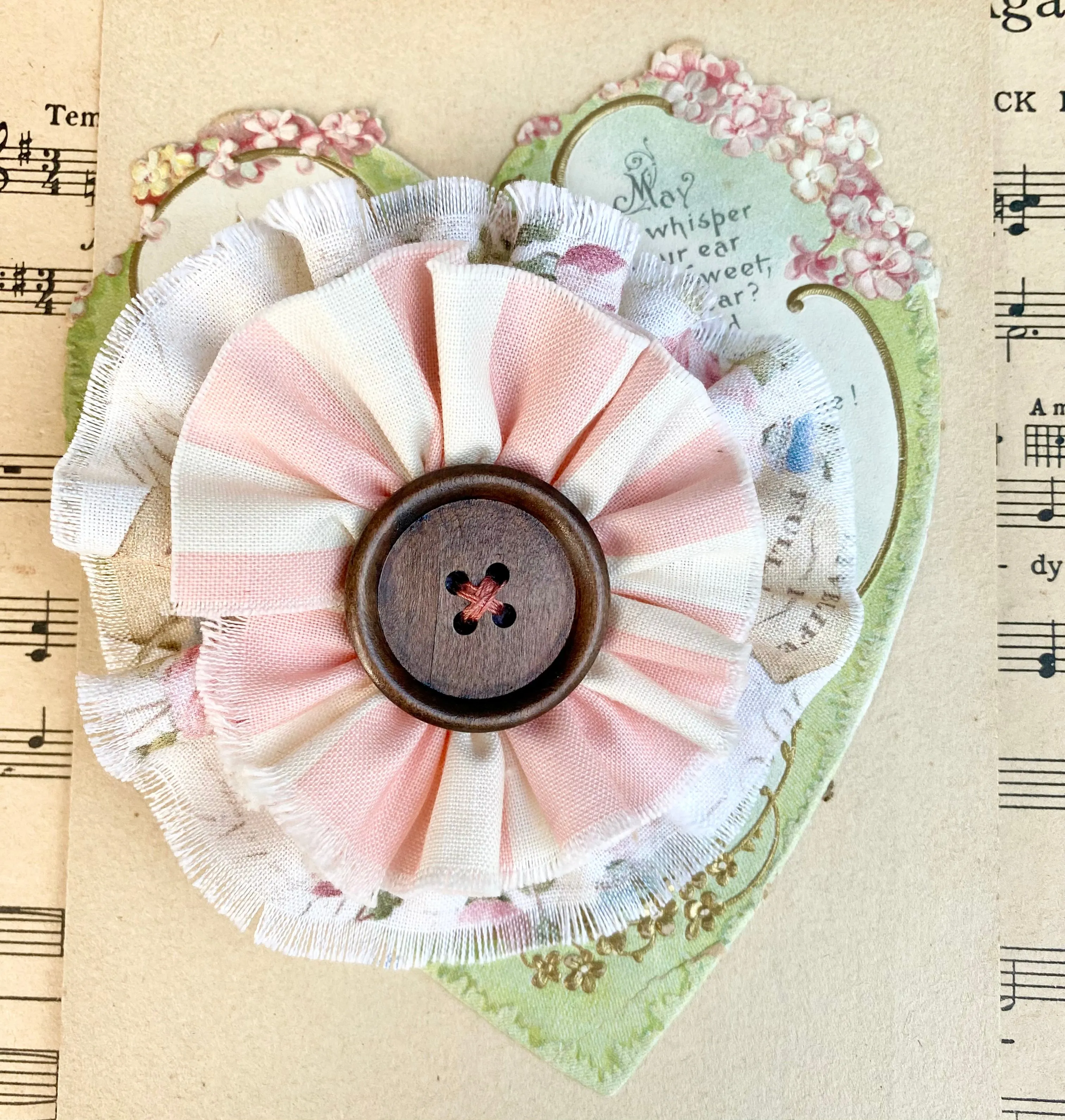 stripe and floral flower brooch.