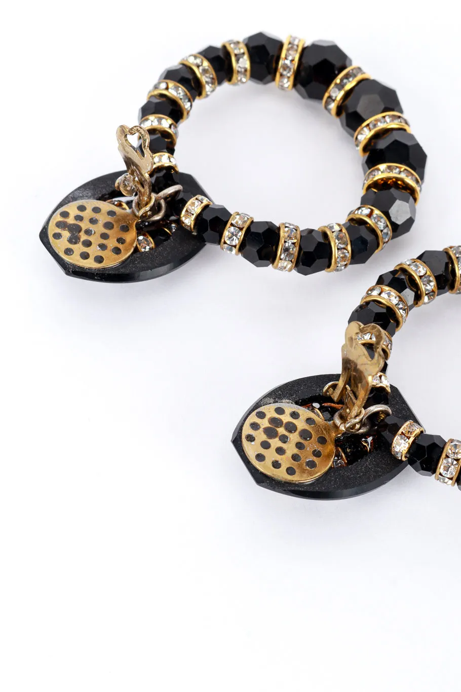 Stripe Rhinestone Hoop Drop Earrings