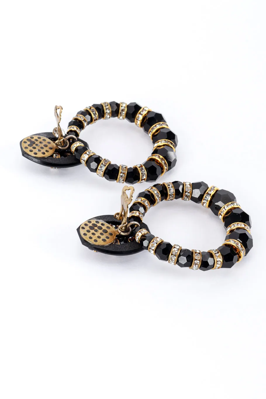 Stripe Rhinestone Hoop Drop Earrings