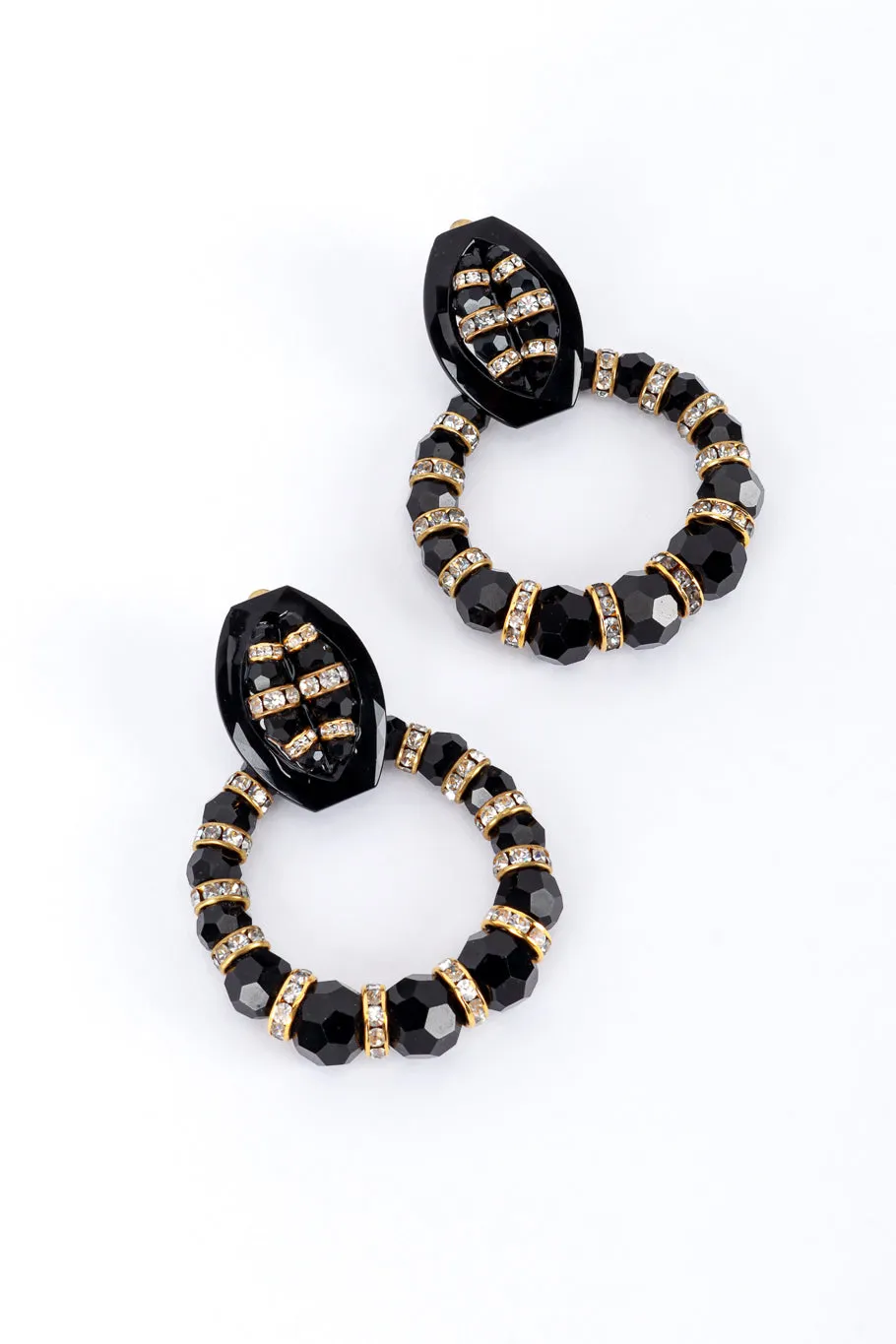 Stripe Rhinestone Hoop Drop Earrings