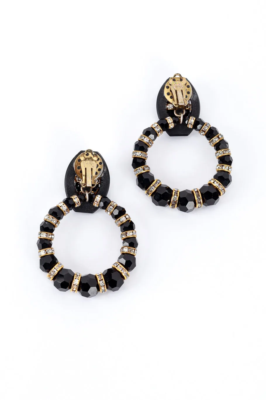 Stripe Rhinestone Hoop Drop Earrings