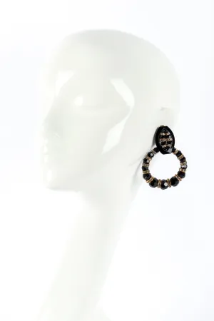 Stripe Rhinestone Hoop Drop Earrings