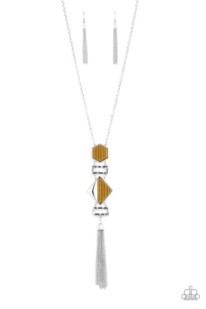 STRIPE Up a Conversation Yellow Paparazzi Necklace