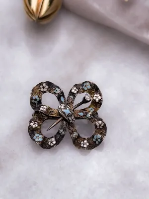 Stunning Forget-Me-Not Enameled Bow in 14k