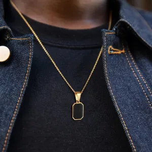 Stylish Gold Color Mens Geometric Square Necklaces
