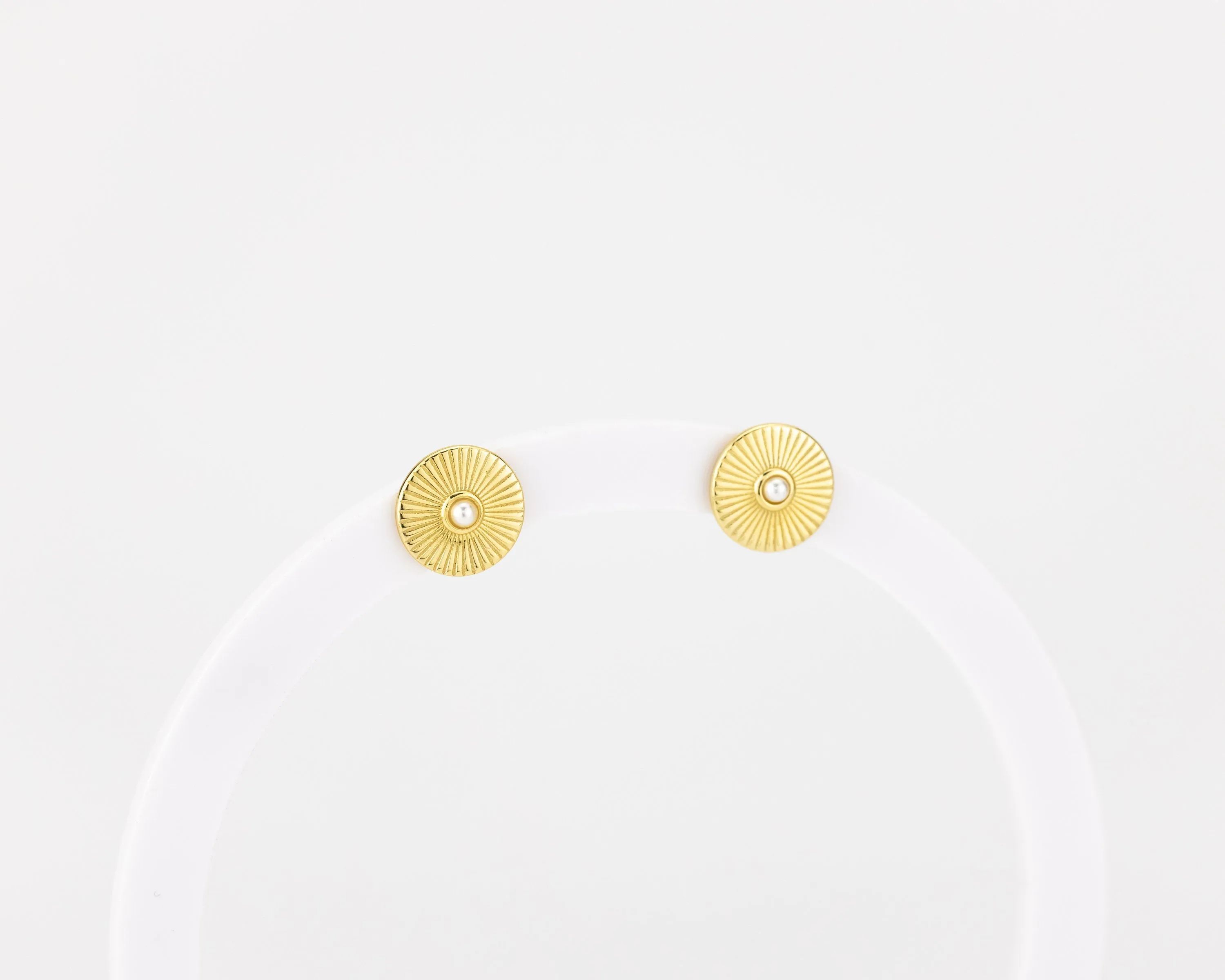 Sunbeam pearl studs, circle pearl studs, sun, , sunshine, radial coin earrings, vintage, shell pearls, minimalist, bridal gift, 925