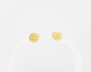 Sunbeam pearl studs, circle pearl studs, sun, , sunshine, radial coin earrings, vintage, shell pearls, minimalist, bridal gift, 925