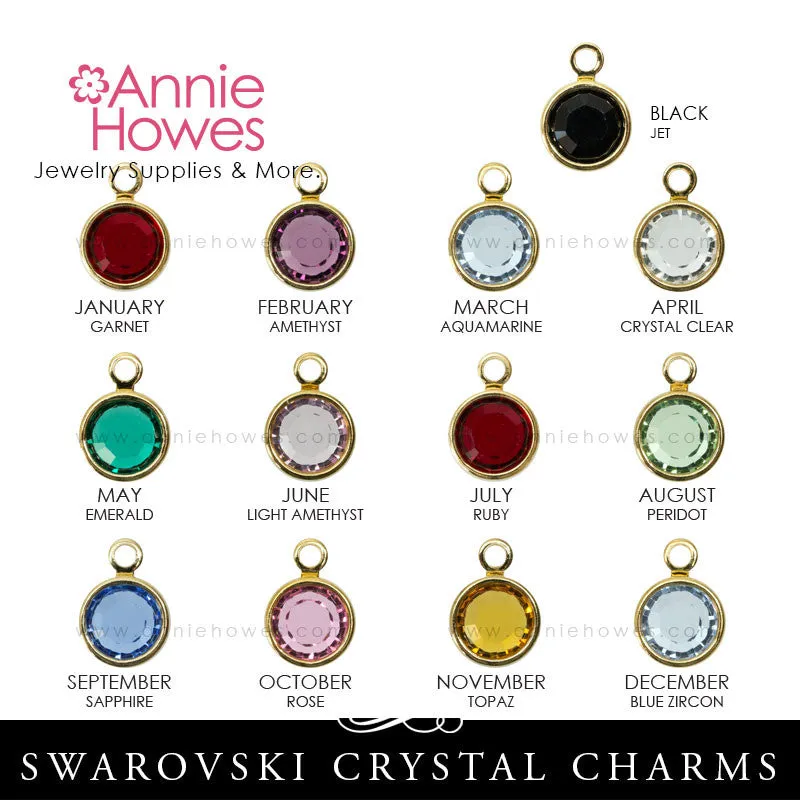 Swarovski Crystal Birthstone Charms - Gold Plated - Single Loop