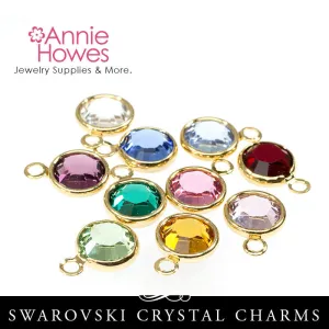 Swarovski Crystal Birthstone Charms - Gold Plated - Single Loop