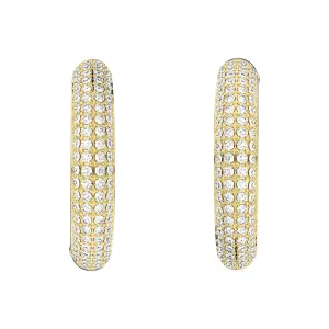 Swarovski Dextera Gold Tone Plated White Crystal Medium Hoop Earrings