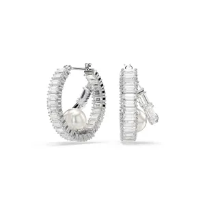 Swarovski Rhodium White Pearl Hoop Earrings