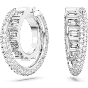 Swarovski Rota Rhodium Plated White Crystal Hoop Earrings