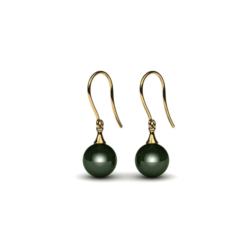 Tahitian Pearl Bell Drop Earrings, 8.75mm