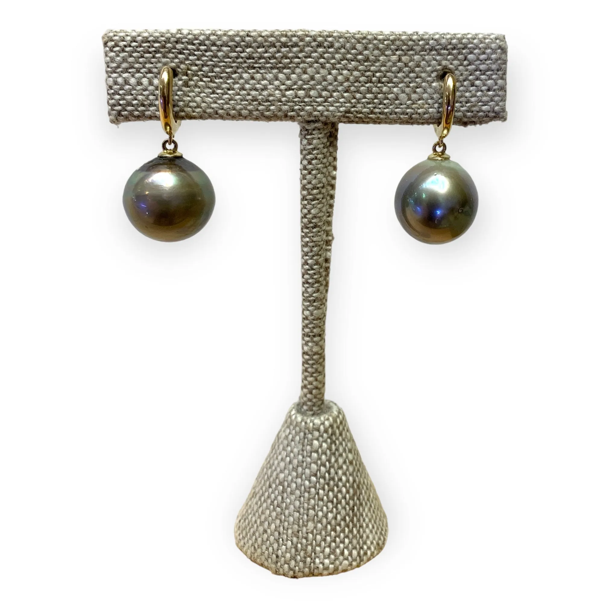 Tahitian Pearl Earrings w/ 14K Huggy