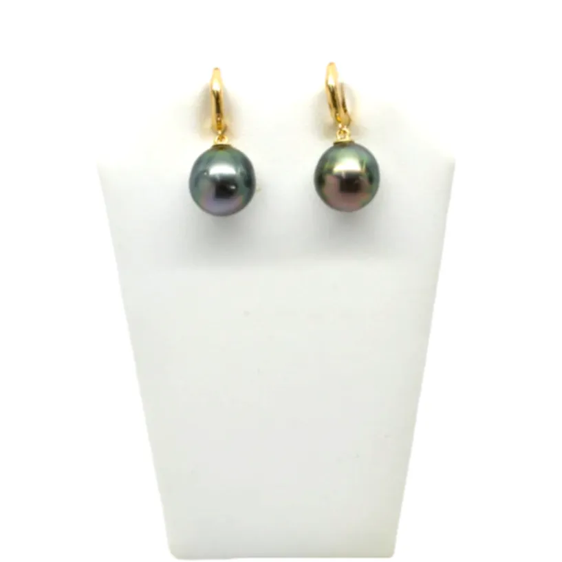 Tahitian Pearl Earrings w/ 14K Huggy