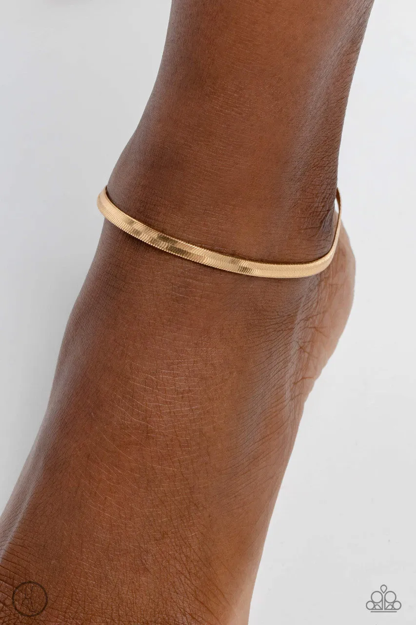 Tan Lines - Gold - Flat Snake Chain Paparazzi Anklet