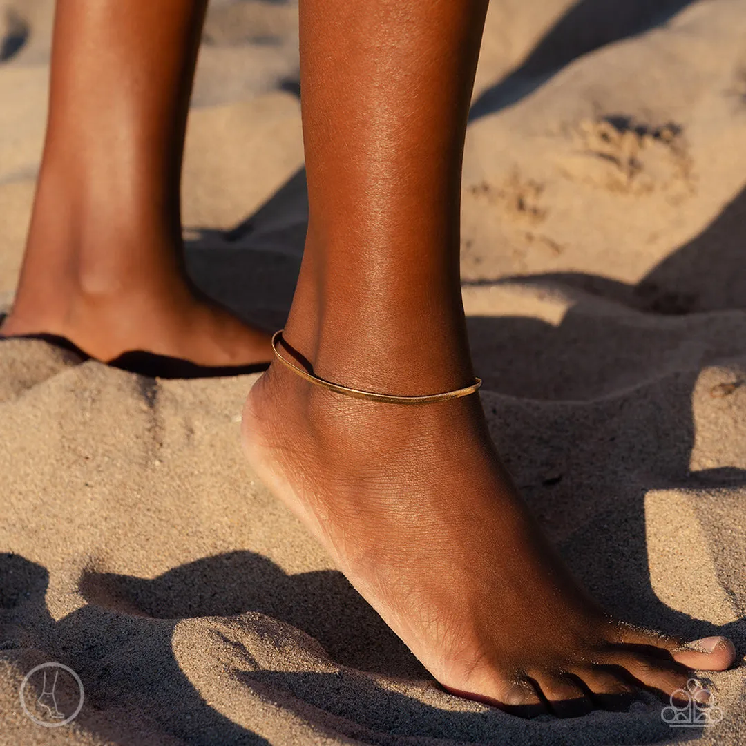 Tan Lines - Gold - Flat Snake Chain Paparazzi Anklet