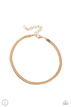 Tan Lines - Gold - Flat Snake Chain Paparazzi Anklet