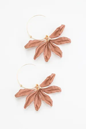 Tawny Floral Hoop Earrings