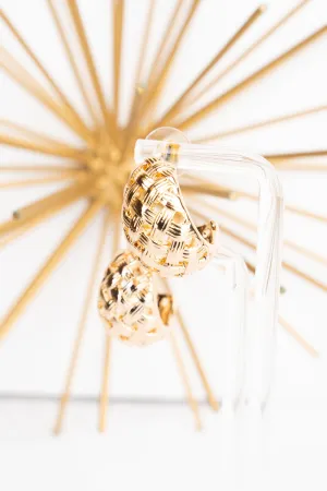 Textured Basketweave Goldtone Hoop Earrings