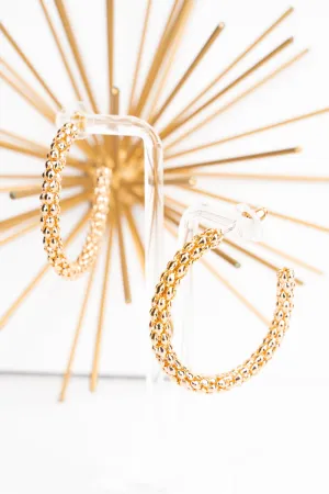 Textured Goldtone Large Hoop Earrings