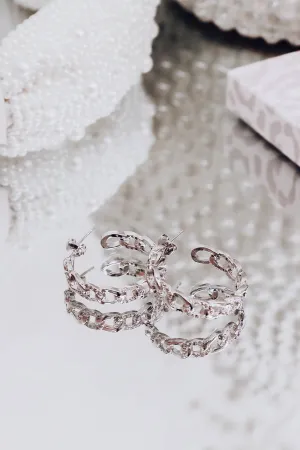The Boss Link Hoop Earrings by B.b.Lila - Silver