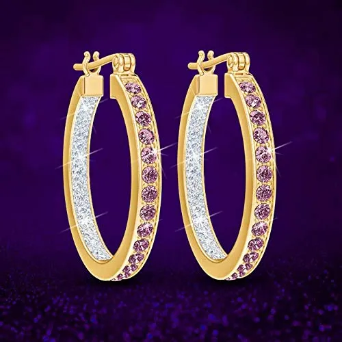 The Danbury Mint Birthstone Diamond Hoop Earrings (02 February) #9692-014