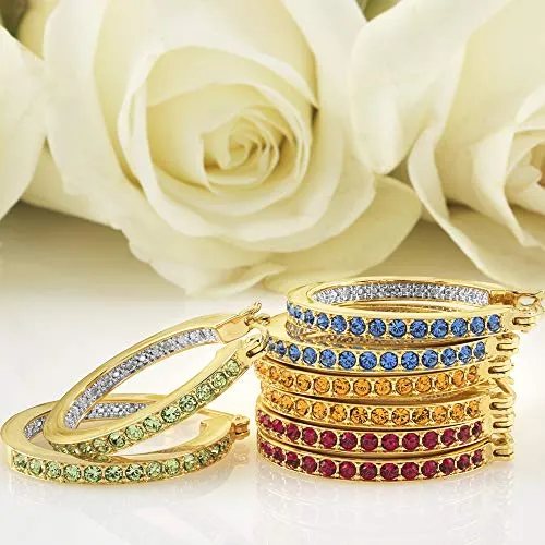 The Danbury Mint Birthstone Diamond Hoop Earrings (02 February) #9692-014