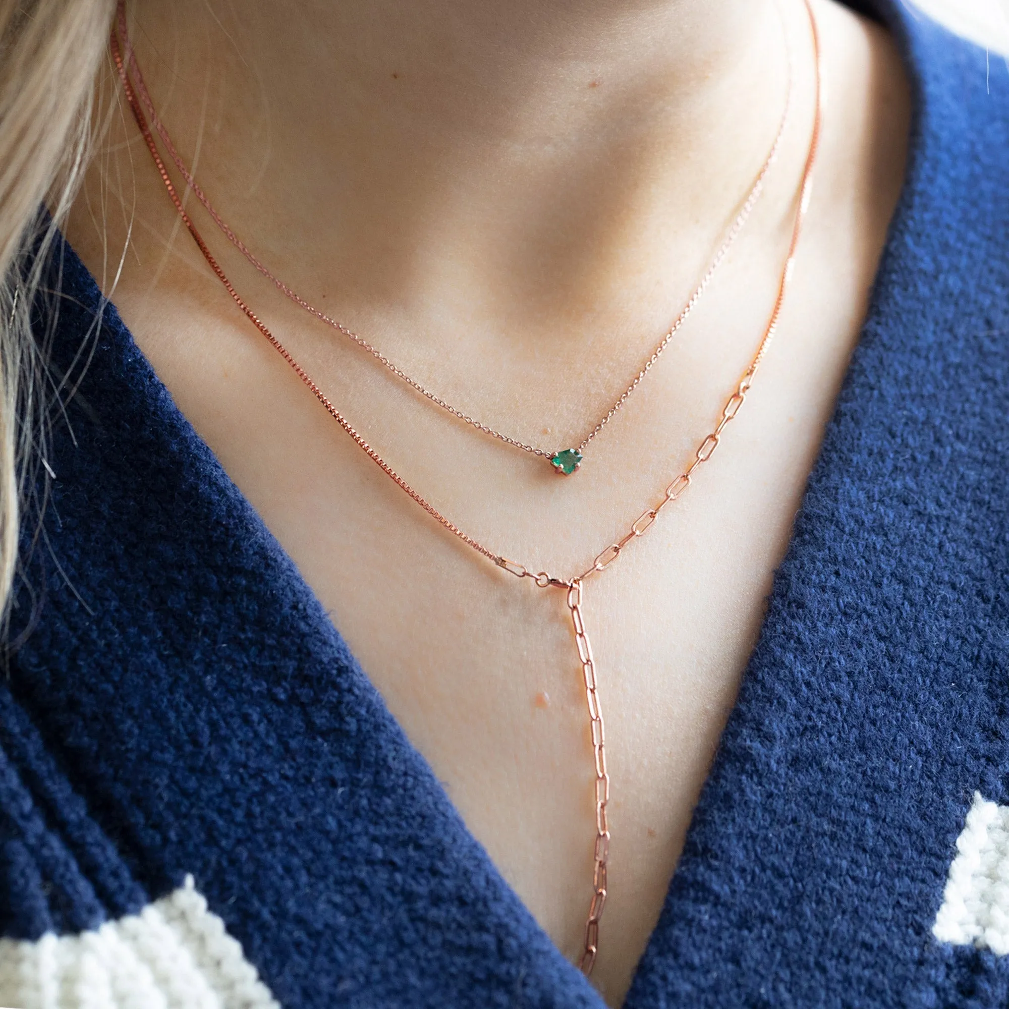 The Geometric Emerald Necklace | 10K Rose Gold