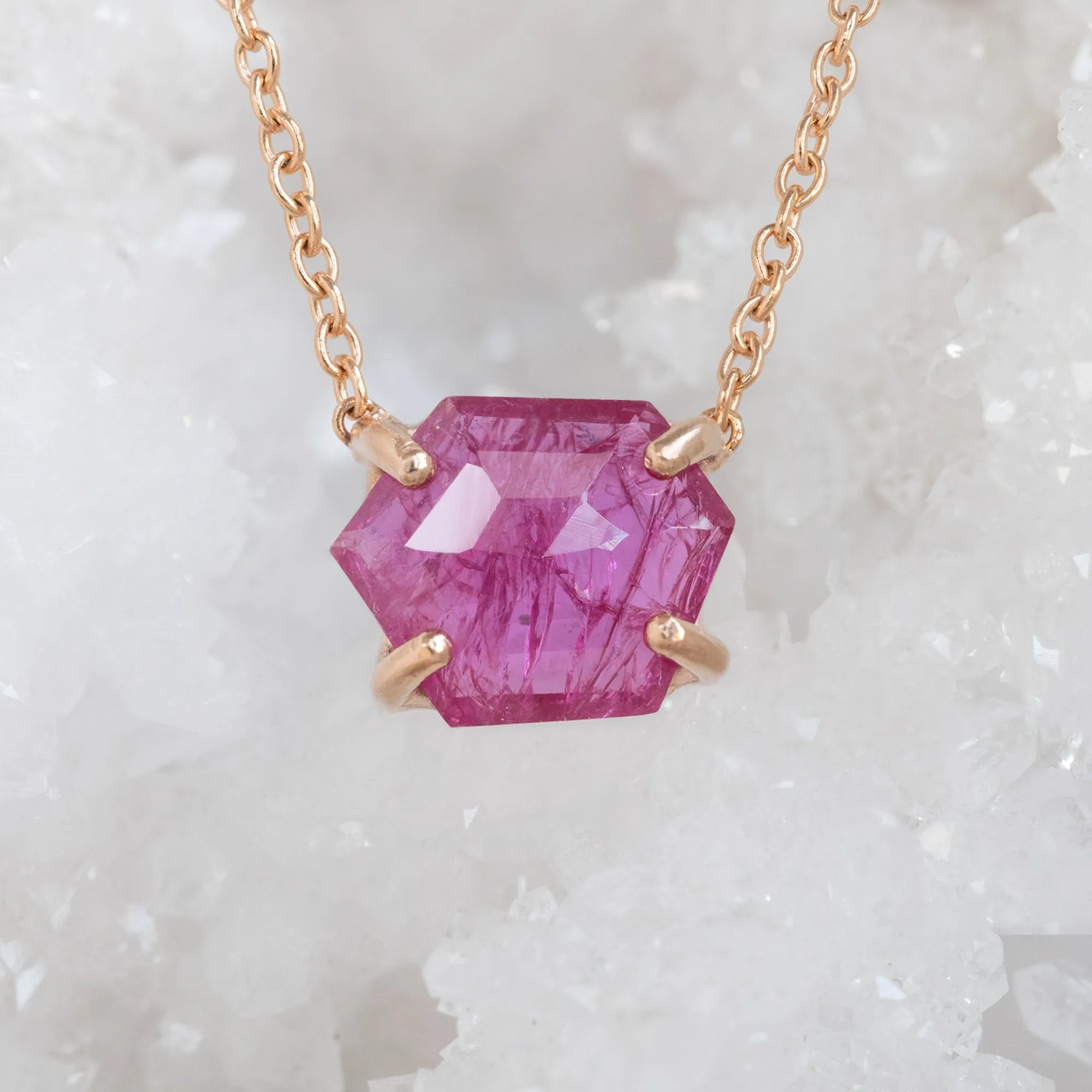 The Geometric Ruby Necklace | Gold Filled