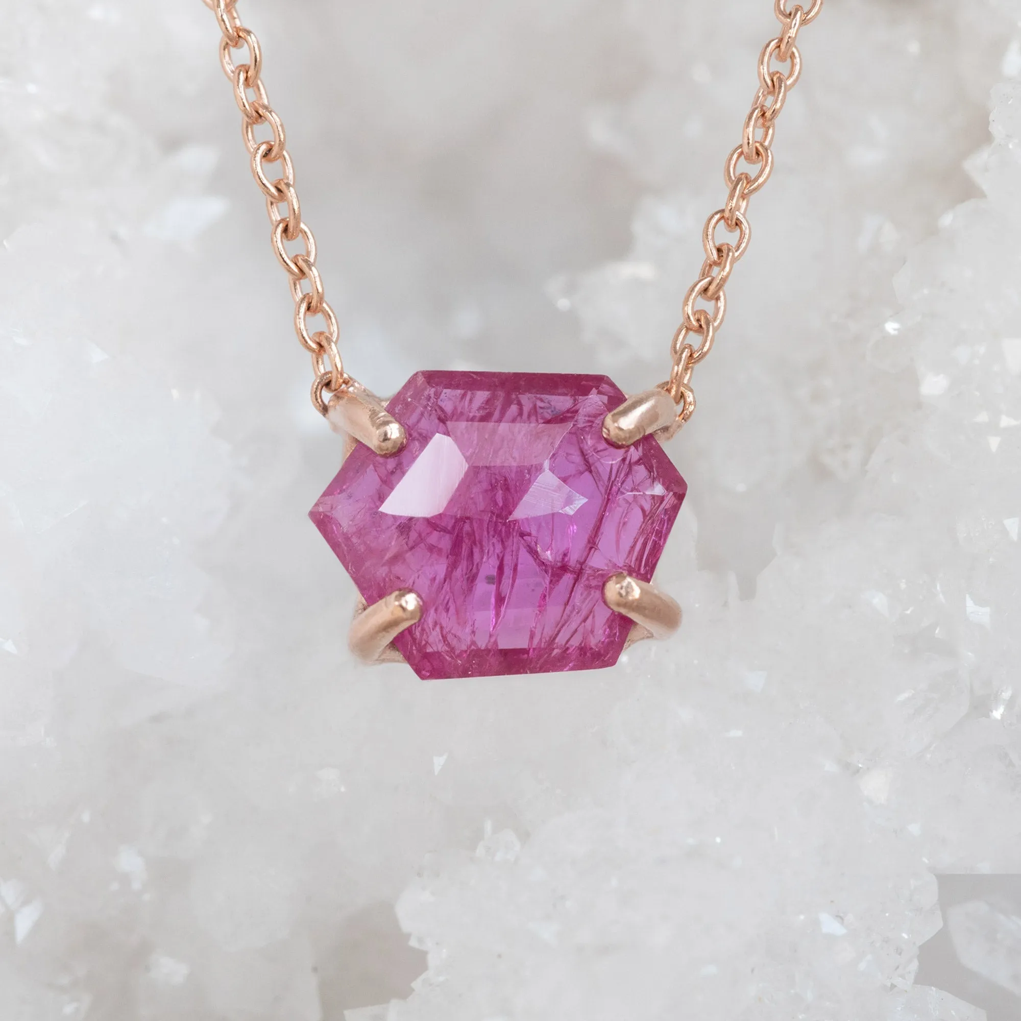 The Geometric Ruby Necklace | Gold Filled
