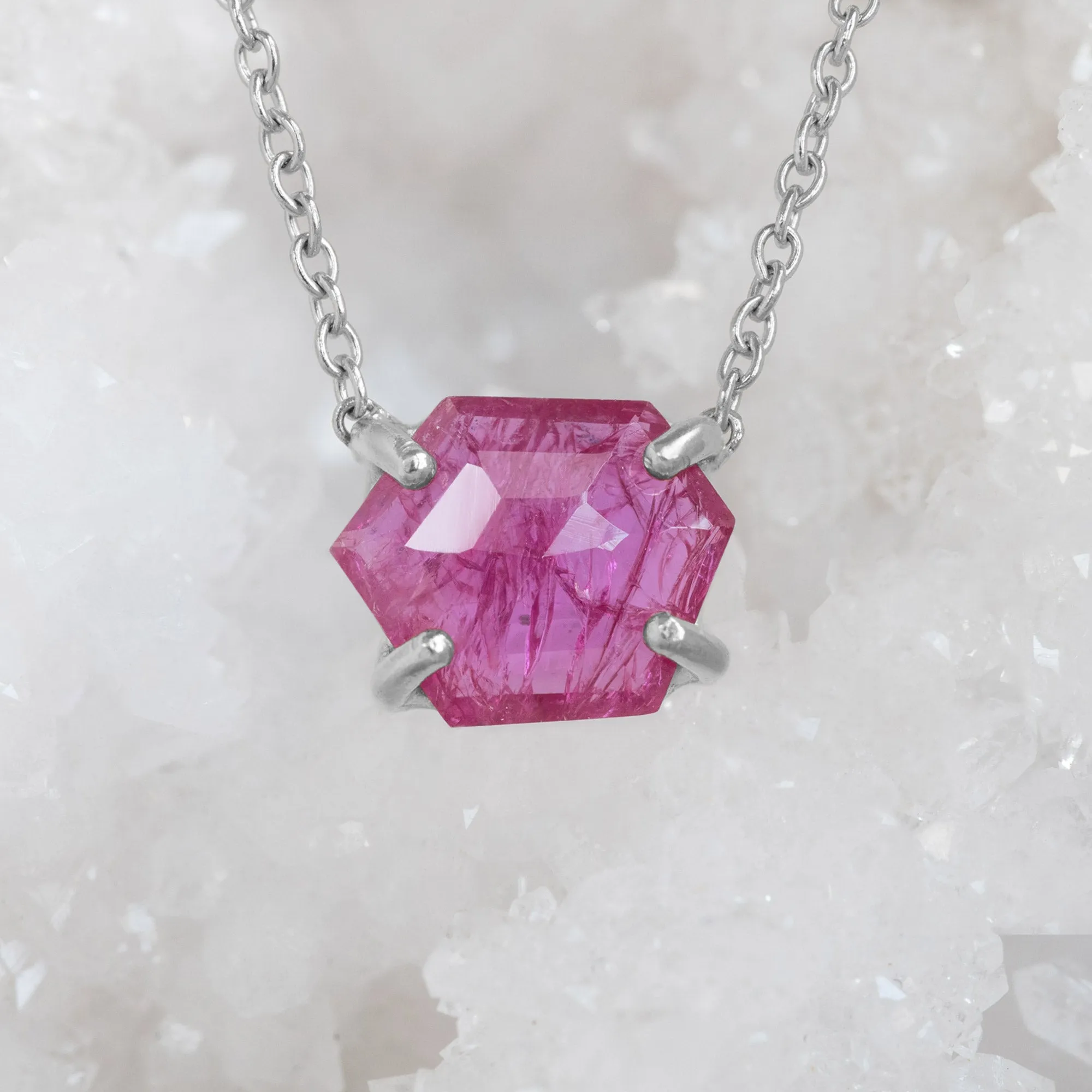 The Geometric Ruby Necklace | Sterling Silver