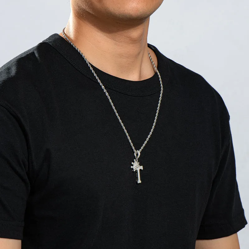 The Letter T Created Diamond Crown Hip Hop Rope Chain Pendant Necklace 23.62''