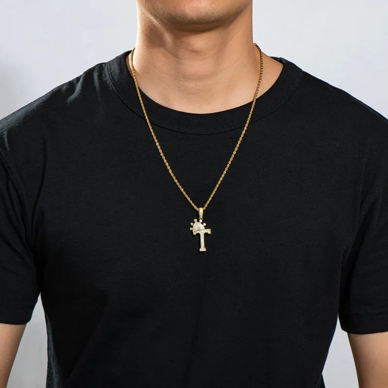 The Letter T Created Diamond Crown Hip Hop Rope Chain Pendant Necklace 23.62''