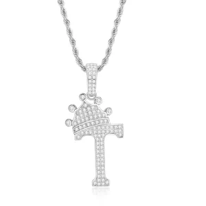 The Letter T Created Diamond Crown Hip Hop Rope Chain Pendant Necklace 23.62''