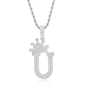 The Letter U Created Diamond Crown Hip Hop Rope Chain Pendant Necklace