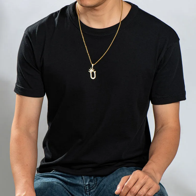 The Letter U Created Diamond Crown Hip Hop Rope Chain Pendant Necklace