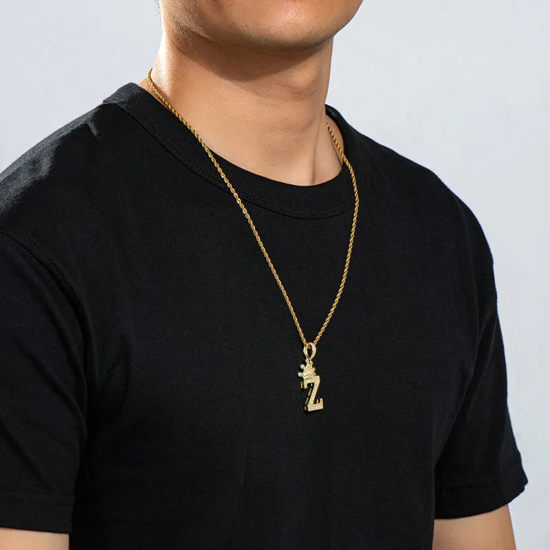The Letter Z Created Diamond Hip Hop Men Women Pendant Necklace