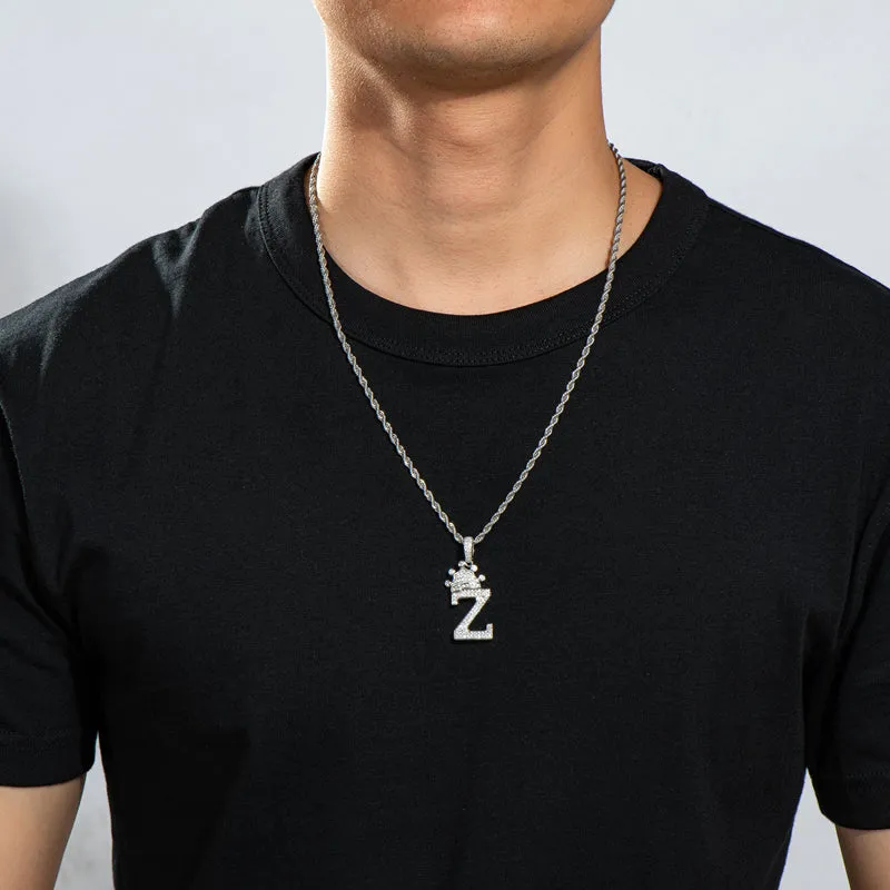 The Letter Z Created Diamond Hip Hop Men Women Pendant Necklace