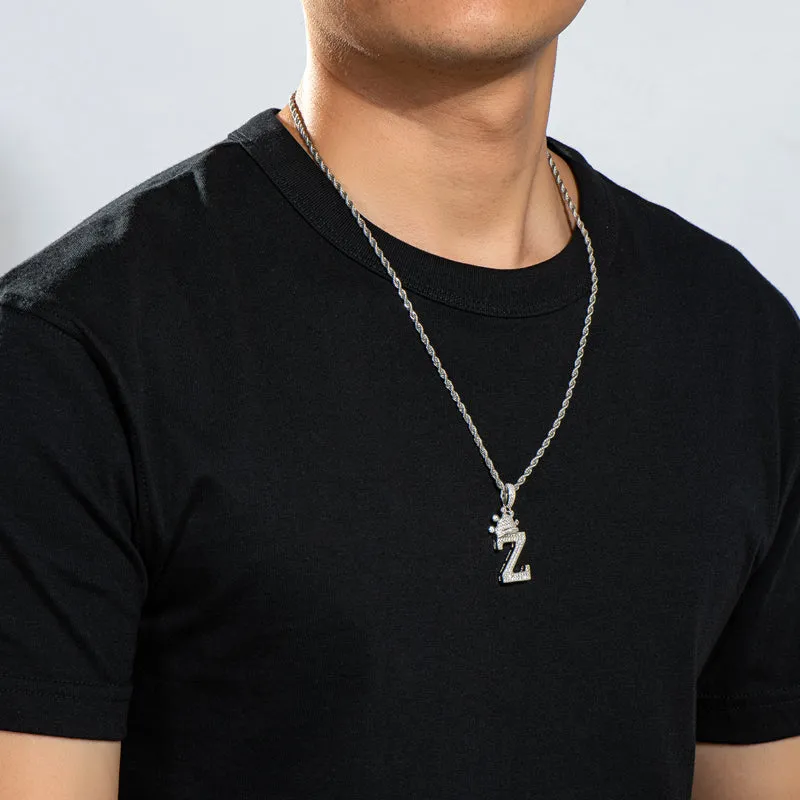 The Letter Z Created Diamond Hip Hop Men Women Pendant Necklace