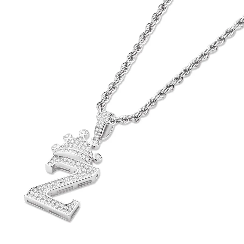 The Letter Z Created Diamond Hip Hop Men Women Pendant Necklace