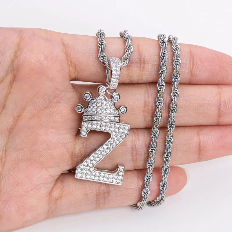 The Letter Z Created Diamond Hip Hop Men Women Pendant Necklace