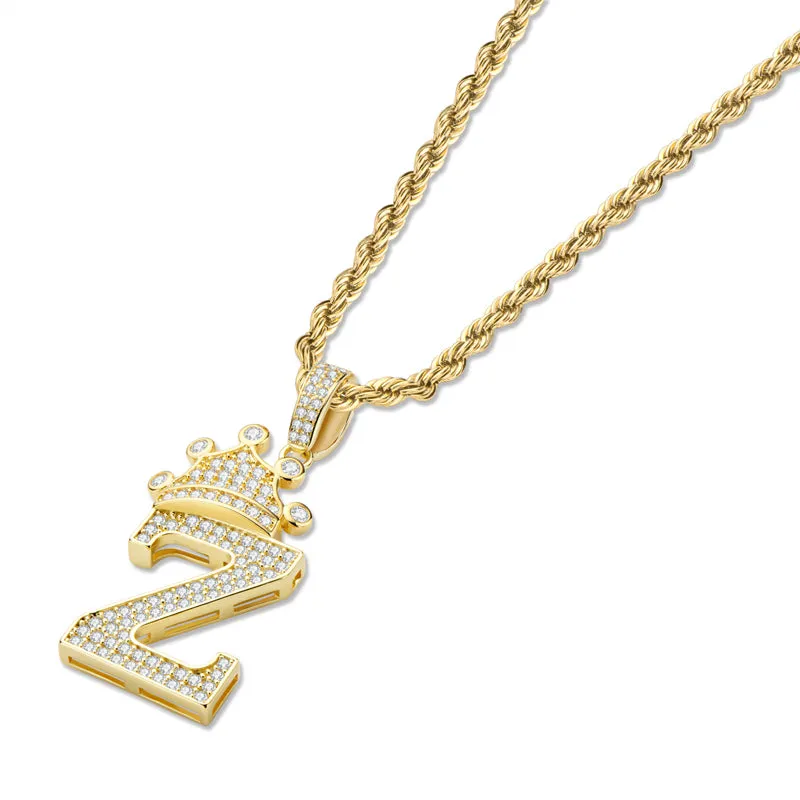 The Letter Z Created Diamond Hip Hop Men Women Pendant Necklace