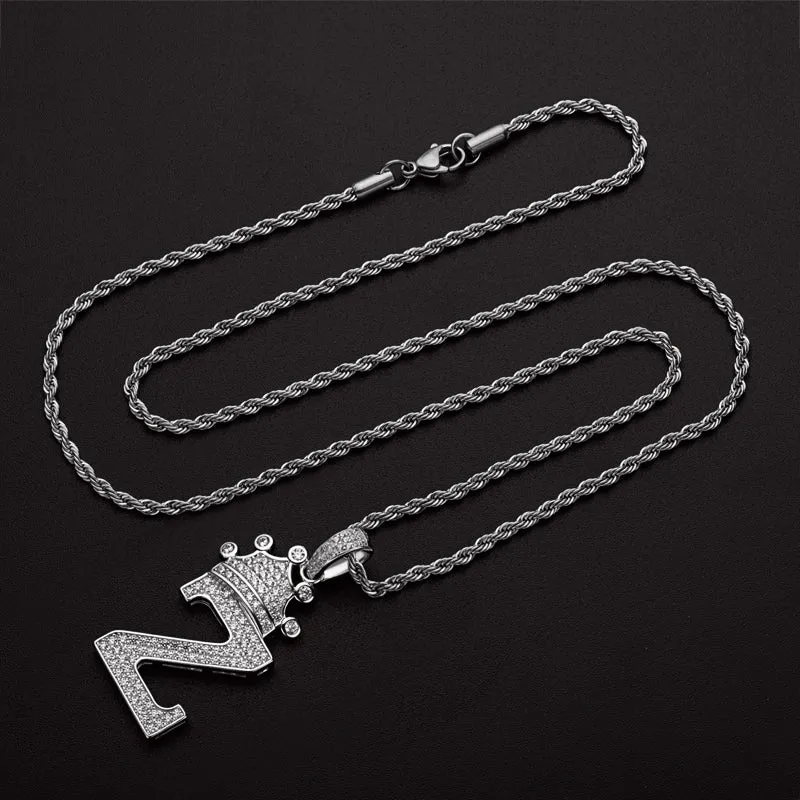 The Letter Z Created Diamond Hip Hop Men Women Pendant Necklace