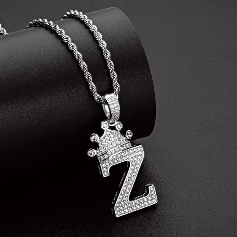 The Letter Z Created Diamond Hip Hop Men Women Pendant Necklace